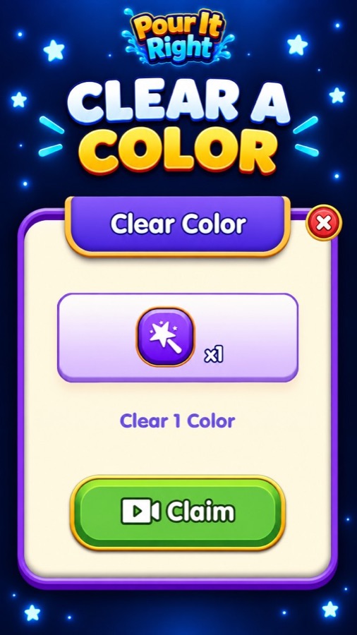 Clear a Color power-up reward screen